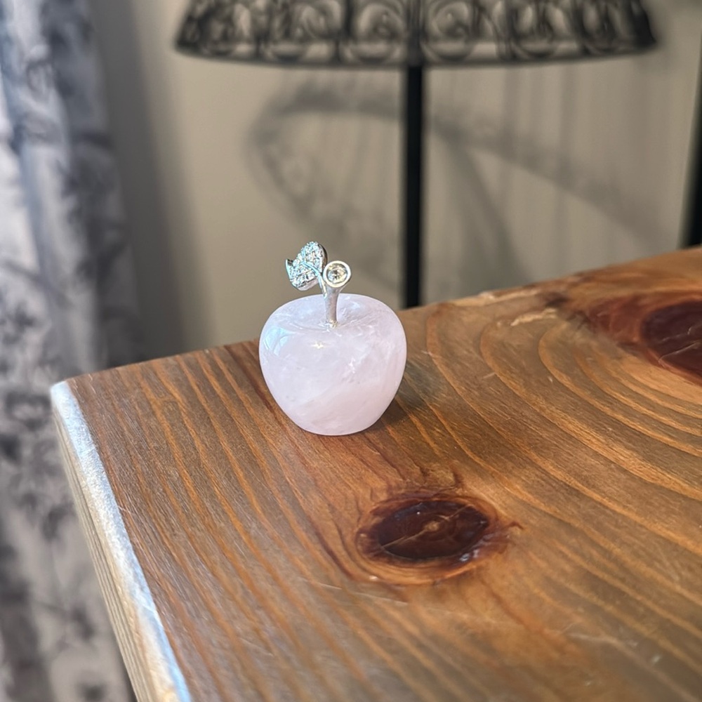 Rose Quartz Crystal Apple - Picture 2 of 4